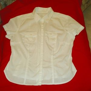 Sonoma Life + Style Button Down Blouse Sz M White